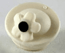 Minifigure, Hat with Small Pin, Pillbox Hat with Flower with Black Center Pattern