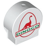 Duplo, Brick 1 x 2 x 2 Round Top with Red Dinosaur and Green 'DINOCO' Pattern