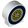 Duplo, Brick 1 x 2 x 2 Round Top with Wheel and Tire Pattern
