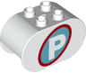 Duplo, Brick 2 x 4 x 2 Rounded Ends with Parking Sign Pattern