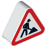 Duplo, Brick 1 x 3 x 2 Triangle Road Sign with Construction Worker Pattern