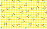 Belville Cloth Rug 6 7/8 x 11 1/4 with Cherries and Yellow Checkered Pattern