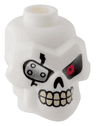 Minifigure, Head, Modified Skull with Red Left Eye and Silver Eye Patch Pattern