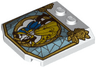 Wedge 4 x 4 x 2/3 Triple Curved with Stained Glass Window with Beauty and the Beast Pattern