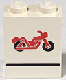 Panel 1 x 2 x 2 - Solid Studs with Red Motorcycle and Black Line Pattern