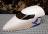 Aircraft Fuselage Forward Top Curved 8 x 16 x 5 with Trans-Brown Glass with Blue Airline Bird and Stripes Pattern
