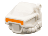 Minifigure, Headgear Helmet Space with Closed Visor, Breathing Tubes and Antenna with Orange Lens Pattern