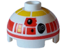 Brick, Round 2 x 2 Dome Top with Band Around Dome, Red and Yellow Panels and Black and Silver Photoreceptor / Dots Pattern (L3-GO)
