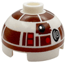 Brick, Round 2 x 2 Dome Top with Reddish Brown Panels and Band Around Dome Pattern (R7-D4)