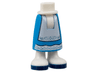 Mini Doll Hips and Dark Azure Skirt Long with Molded White Legs / Boots and Printed White Apron and Hem with Metallic Light Blue Filigree and Dark Blue Soles Pattern - Thick Hinge