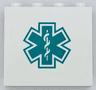 Panel 1 x 4 x 3 with Side Supports - Hollow Studs with Dark Turquoise EMT Star of Life Pattern