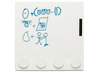 Tile, Modified 4 x 4 with Studs on Edge with Blue Whiteboard Formula Pattern