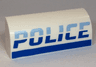 Slope, Curved 1 x 4 x 1 1/3 with Bright Light Blue and Blue 'POLICE' Pattern