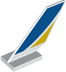 Tail Shuttle with Blue and Yellow Curved Stripes Pattern on Both Sides