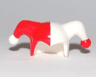 Minifigure, Headgear Jester's Cap with Red Right Side and Red and White Pom Poms Pattern