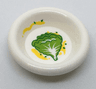 Minifigure, Utensil Dish 3 x 3 with Green and Lime Lettuce Leaf and Yellow Splotches Pattern