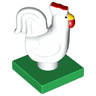 Duplo Chicken, Rooster, Eyes Front on Green Base