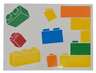Tile 6 x 8 with Yellow, Orange, Red, Green and Dark Azure Stacked and Loose LEGO Bricks Pattern Model Right Side