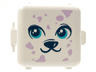 Container, Box 3 x 8 x 6 2/3 Half Front with Dalmatian Dog Face, Medium Azure Eyes, and Lavender Spots Pattern