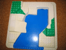 Duplo, Baseplate Raised 24 x 24 with Straight Ramp with Blue and Green Pattern