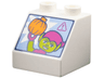 Duplo, Brick 2 x 2 x 1 1/2 Slope 45 with Screen with Warning Sign and Lime and Magenta Green Goblin Duplo Figure with Orange Pumpkin Pattern