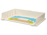 Container, Book Cover Half, 16 x 12 x 2 2/3 (Storybook Adventures) with Medium Azure Water, Lime Grass, Gold and White Checkered Tile Floor Pattern