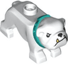 Dog, Bulldog with Molded Dark Turquoise Collar and Printed Black Eyes, Eyebrows, Nose and Mouth, and Gold Tooth Pattern