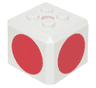 Brick, Modified Cube, 4 Studs on Top with Red Circle Pattern on All Sides (Super Mario Toad Cap)