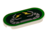 Tile, Round 2 x 4 Oval with Light Bluish Gray Robot Arms, Yellow Lightning on Dark Green Background Pattern