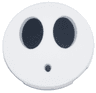 Tile, Round 3 x 3 with Bottom Stud Holder with Black Large Ovals and Dot with Light Bluish Gray Borders Pattern (Super Mario Fly Guy / Shy Guy Face)