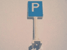 Road Sign Square-Tall with Parking Capital Letter P on Blue Background Pattern