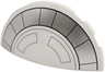Brick, Round 3 x 6 x 1 Dome Half with Silver Curved Semicircle Stripe with Black Segments and Dark Bluish Gray Outlines Pattern
