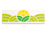 Tile 2 x 6 with Bright Green and Lime Hills and Yellow Sun Pattern