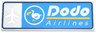 Tile 2 x 6 with Dark Azure and Dark Blue Sign, Silver Airplane, White and Yellow Bird and 'Dodo Airlines' Pattern