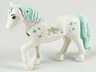 Horse, Friends Style with 2 x 2 Cutout and Movable Neck with Fixed Flexible Rubber Light Aqua Tail and Mane with Metallic Light Blue Eyes, Sparkles and Dots Pattern