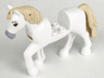Horse, Mini Doll Style with 2 x 2 Cutout and Movable Neck with Fixed Flexible Rubber Tan Tail and Mane with Dark Tan Eyes and Eyebrows, Light Bluish Gray Muzzle Pattern