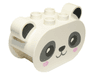Duplo, Brick 2 x 4 x 2 1/2 Rounded Ends, Ears on Sides with Black Auricles, Eyes, and Nose, Dark Bluish Gray Mouth and Eye Patches, and Bright Pink Cheeks, Panda Bear Head Pattern