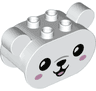 Duplo, Brick 2 x 4 x 2 1/2 Rounded Ends, Ears on Sides with Black Eyes, Nose, and Mouth, and Bright Pink Cheeks and Tongue, Polar Bear Head Pattern