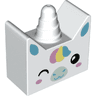 Duplo, Brick 2 x 4 x 3 1/2 Ears on Sides and Horn with Unicorn Face Pattern