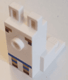 Creature Head Pixelated with Elongated Face and Stud with Black Eyes, Medium Nougat Eyebrows, and Blue, Dark Red, and Gold Scarf Pattern (Minecraft Alpaca / Llama)