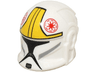 Minifigure, Headgear Helmet SW Clone Pilot with Black Visor, Light Bluish Gray Stripes, Red Galactic Republic Logo and Yellow Markings Pattern