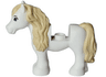 Horse, Friends Style, Pony with 1 x 1 Cutout with Molded Tan Mane and Tail and Printed Black Eyebrows and Medium Blue Eyes Pattern