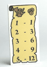 Tile 2 x 4 with Tan Scroll with Black Numbers Pattern