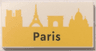 Tile 2 x 4 with Black 'Paris' on Yellow Landmark Skyline Pattern
