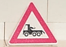 Road Sign 2 x 2 Triangle with Clip with Red Border and Black Tow Truck Pattern