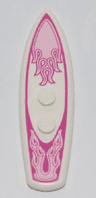 Minifigure, Utensil Surfboard Standard with Bright Pink and Dark Pink Flames on Magenta Background Pattern
