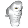 Owl, Angular Features with Black Beak, Bright Light Orange Eyes, and Dark Bluish Gray Rippled Chest Feathers Pattern (HP Hedwig)