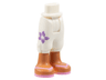 Mini Doll Hips and Trousers Cropped with Medium Lavender Flower, Medium Nougat Legs, and Bright Pink Sandals with Straps Pattern - Thick Hinge