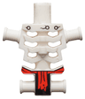Torso Skeleton, Angular Rib Cage with Rivets, Cracks and Red Loincloth Pattern