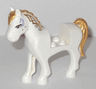 Horse, Mini Doll Style with 2 x 2 Cutout with Lavender Eyes and Face Decoration, Gold Mane and Tail Pattern
